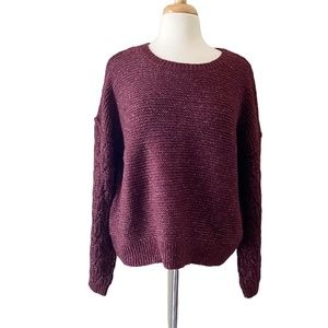 Knox Rose Sweater Cranberry Pullover Mixed Knit Antique Berry NWT